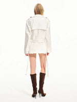 Draped Collar Belted Trench Coat