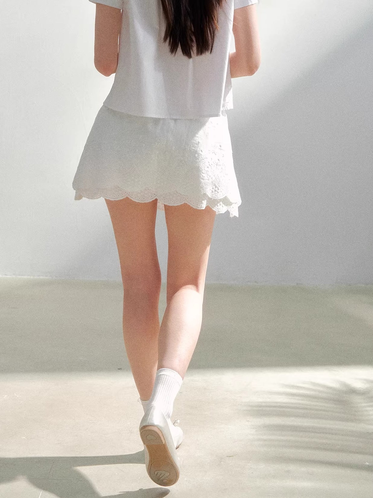 White Embroidered Shirt &amp; Skirt Set