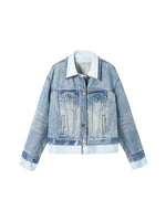 Washed Denim Faux Layer Jacket