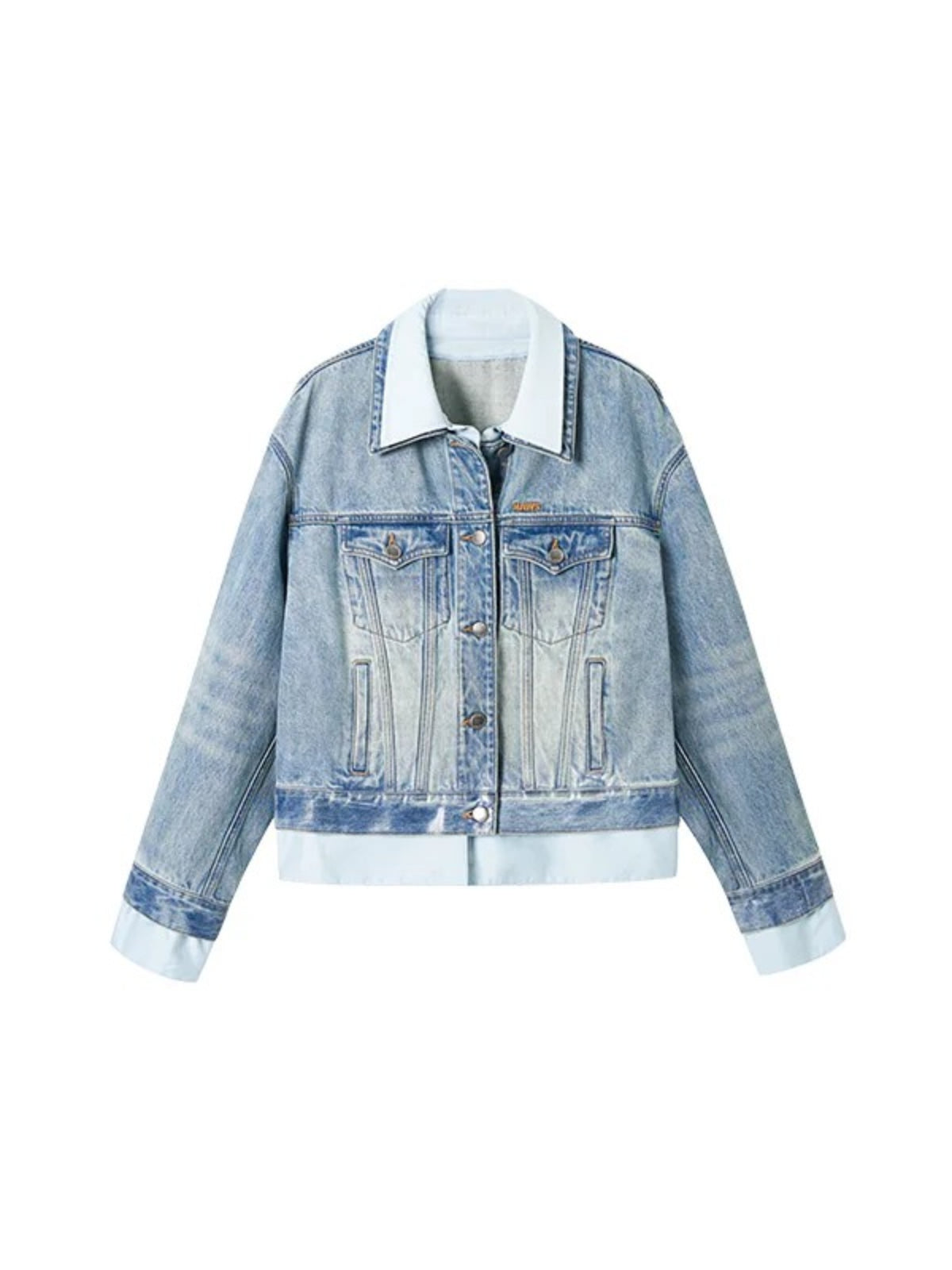 Washed Denim Faux Layer Jacket