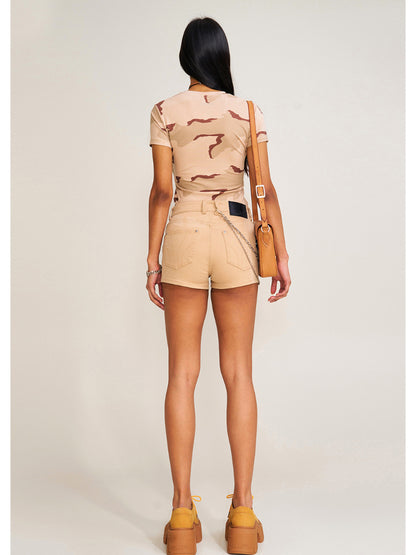 Compass Dancer Denim Flat Shorts Sand