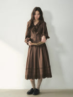 Vintage Ruffle Lace Shirt & Skirt Set