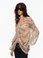 Draped Chiffon V Blouse
