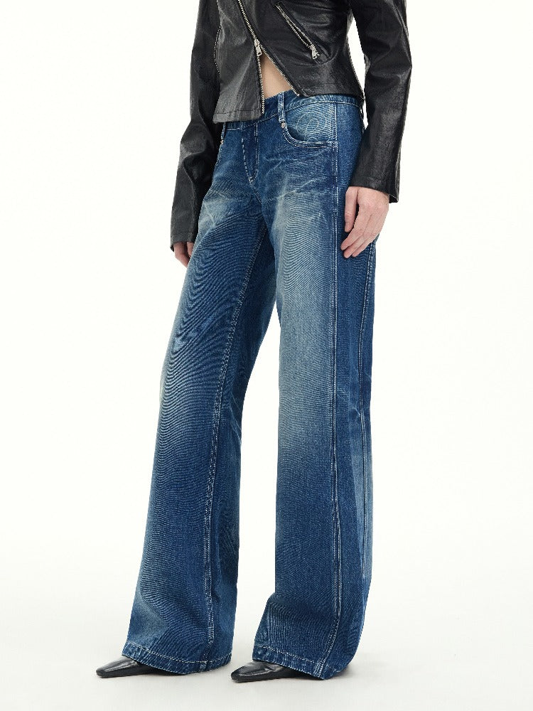 Vintage Washed Lightning Whisker Straight Jeans
