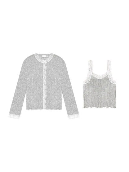 Lace Knit Cardigan Set