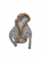 Mohair Collar Knit Shawl Cardigan