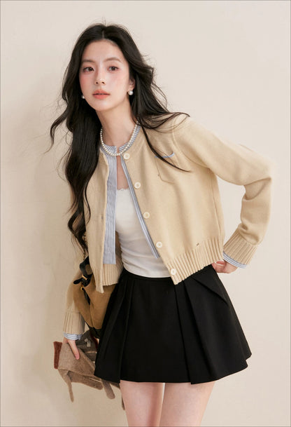 Apricot Contrast Layered Cardigan