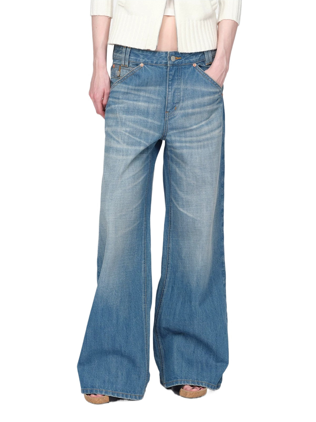 Vintage Washed Straight Leg Jeans