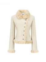 Asymmetric Fur-Trimmed Faux Leather Jacket