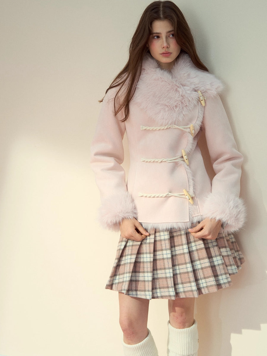 Faux-Suede Toggle Duffle Coat