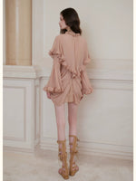 Twisted-Cord Cape Mini Dress