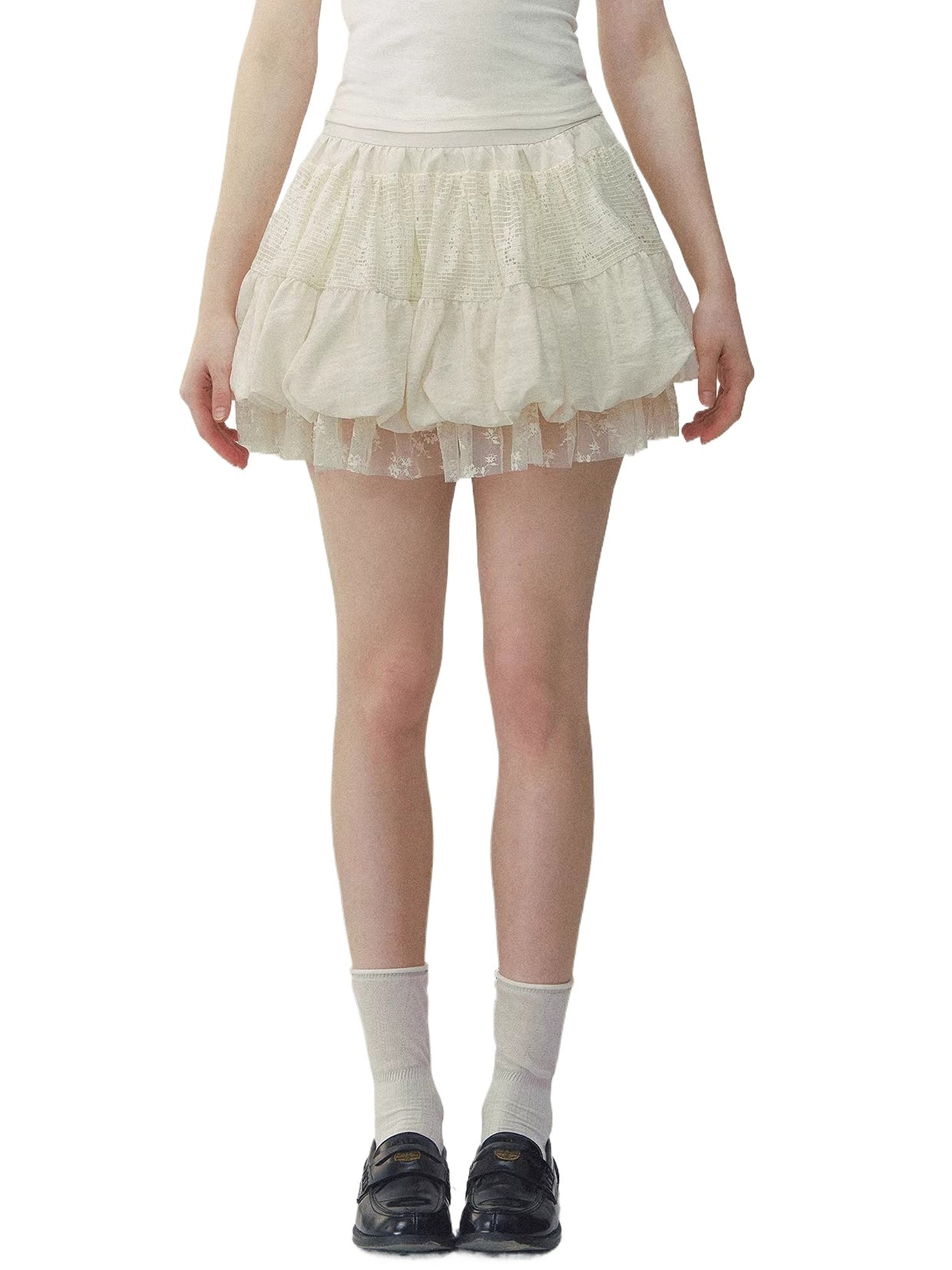 Lace Tiered Mini Skirt
