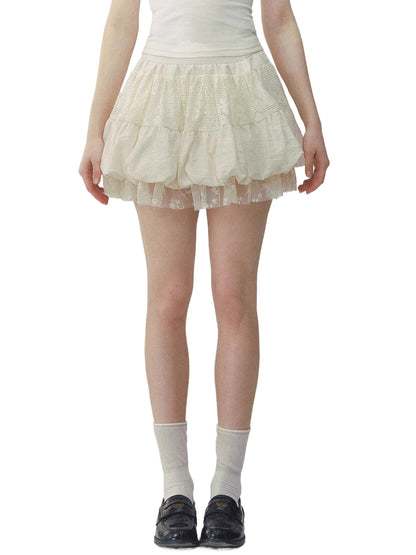 Lace Tiered Mini Skirt