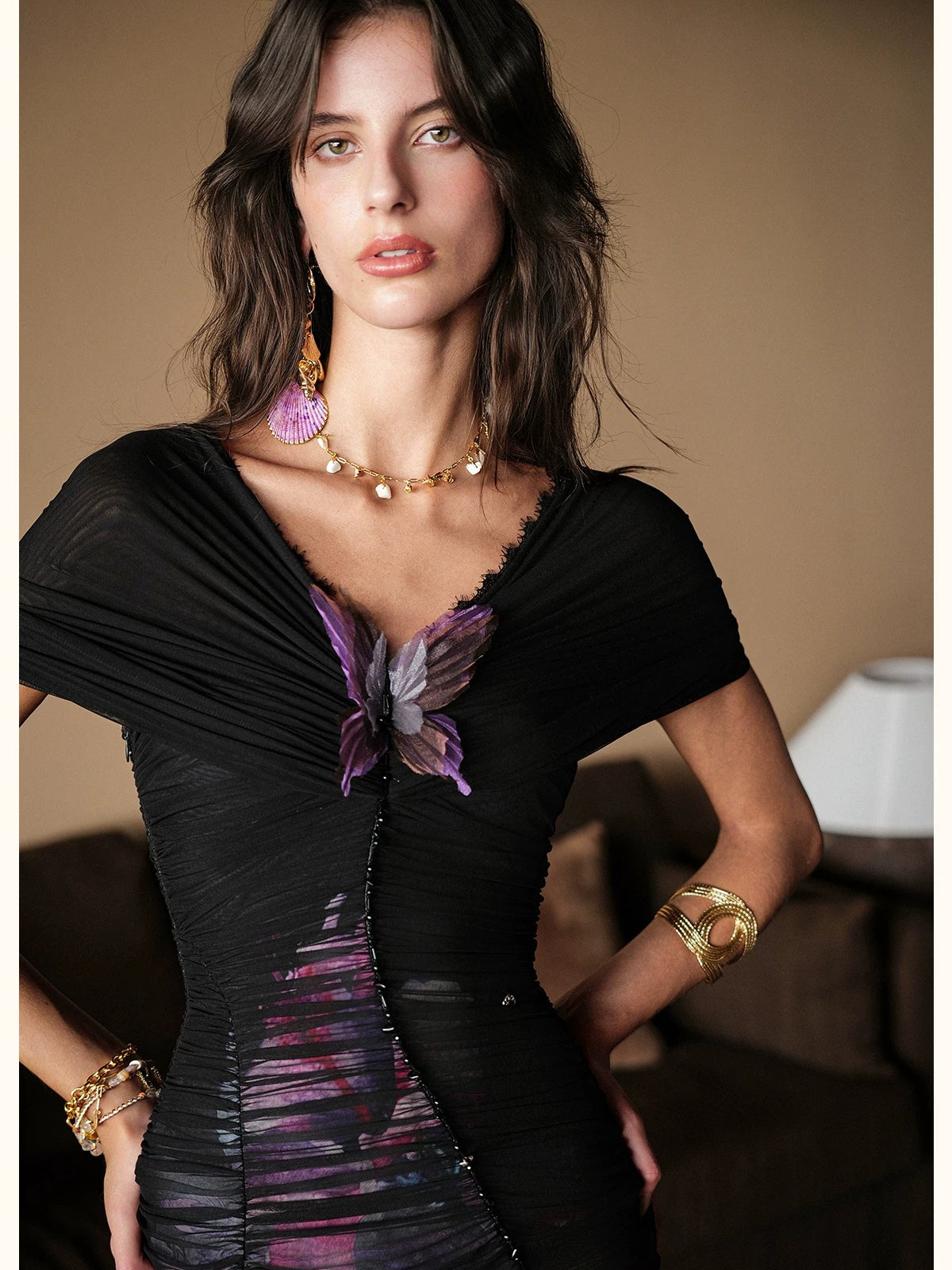 Butterfly Mesh Bodycon Dress