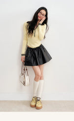 Contrast V-Veck Knit Top