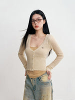 Contrast V-Neck Knit Sweater