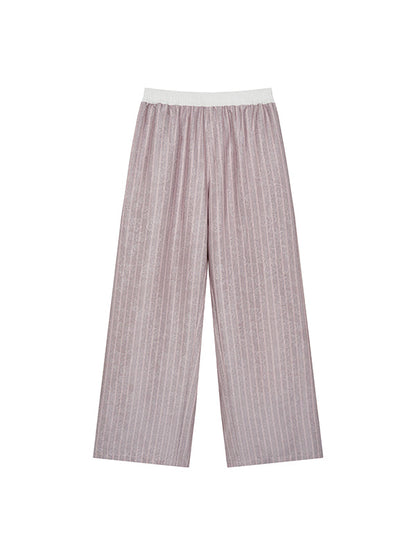 Pink Striped Wide-Leg Pants