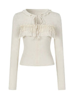 Lace Tie Tencel Wool Top
