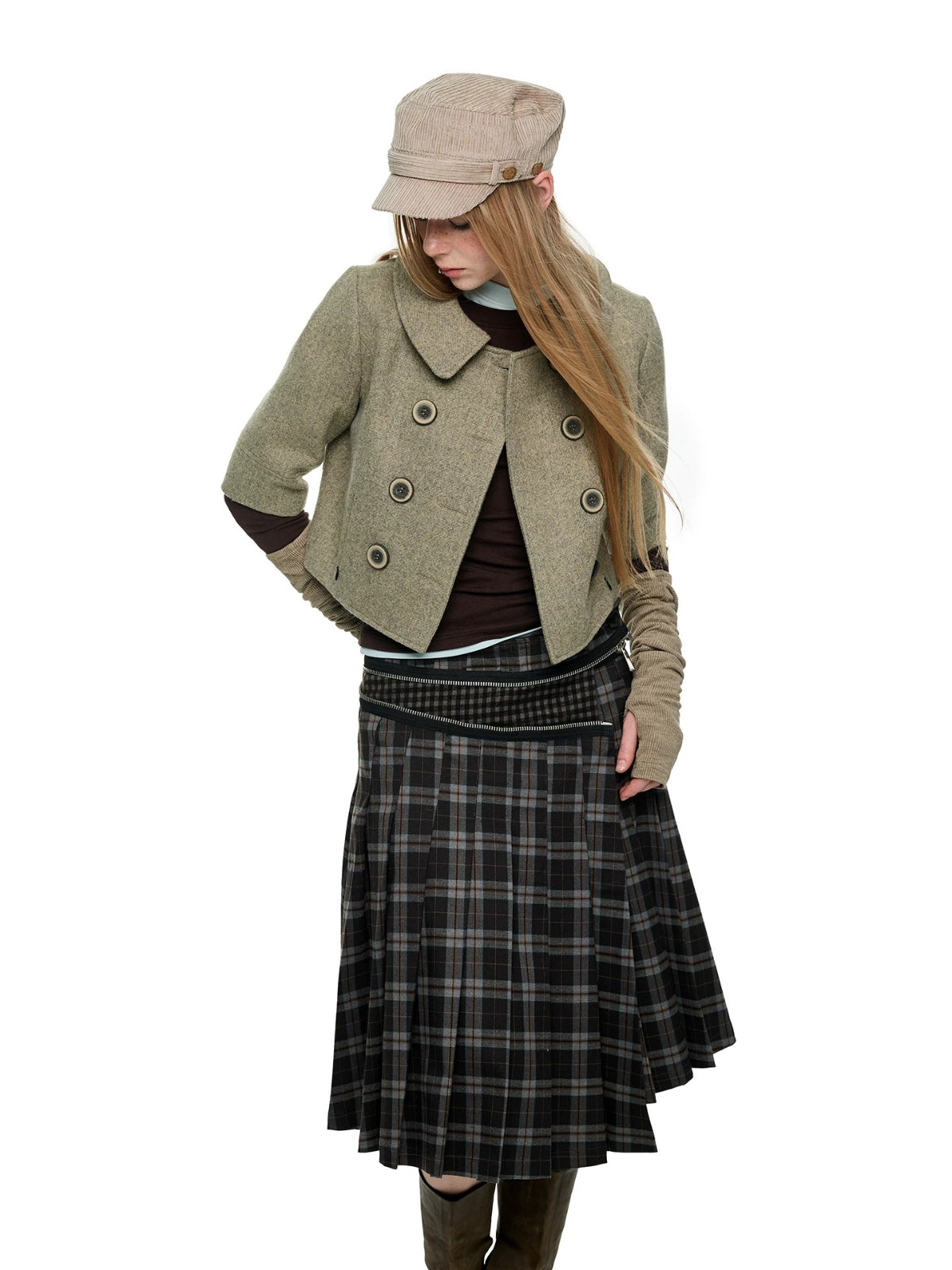 Vintage Double-Breasted Crop Jacket