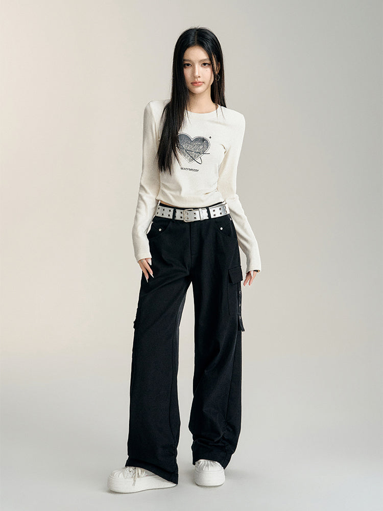 Off-white &amp; Black Heart Printed T-shirt