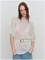 Linen Hollow-out Knitted T-Shirt