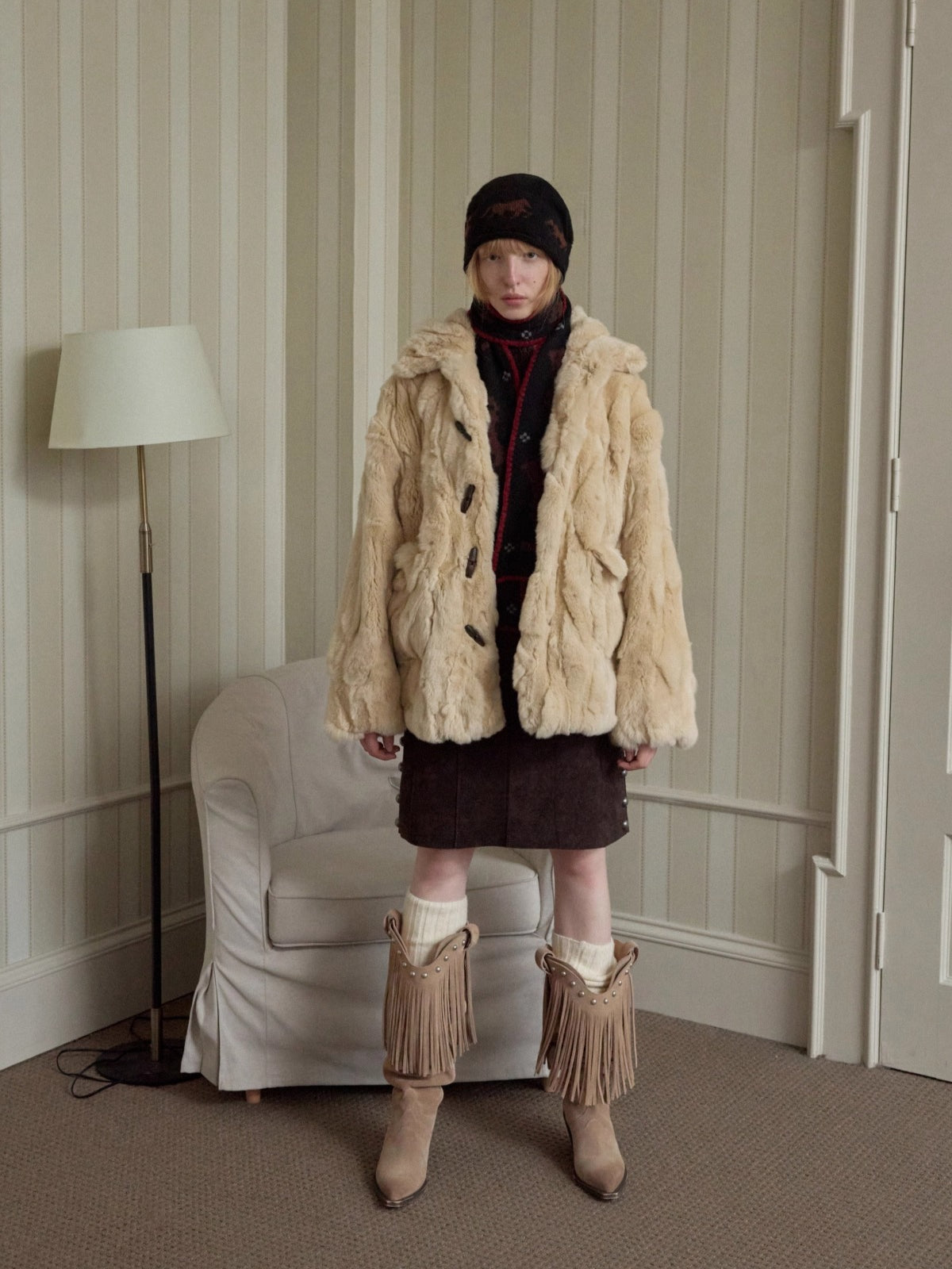 Rex Rabbit Patchwork Fur Jacket