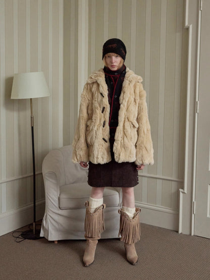 Rex Rabbit Patchwork Fur Jacket