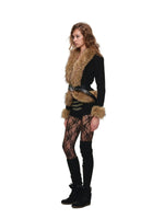 Vintage Buckled Faux Fur Jacket