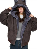 Faux Suede Cat Ear Jacket