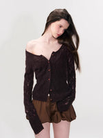 Mohair Hollow Out Knit Cardigan
