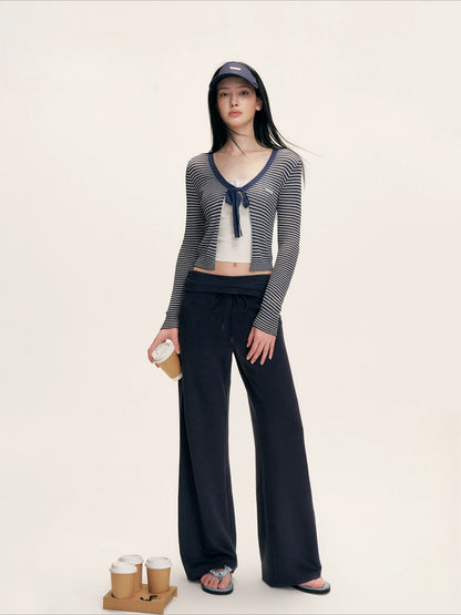 Textured Stripe V-neck Cardigan