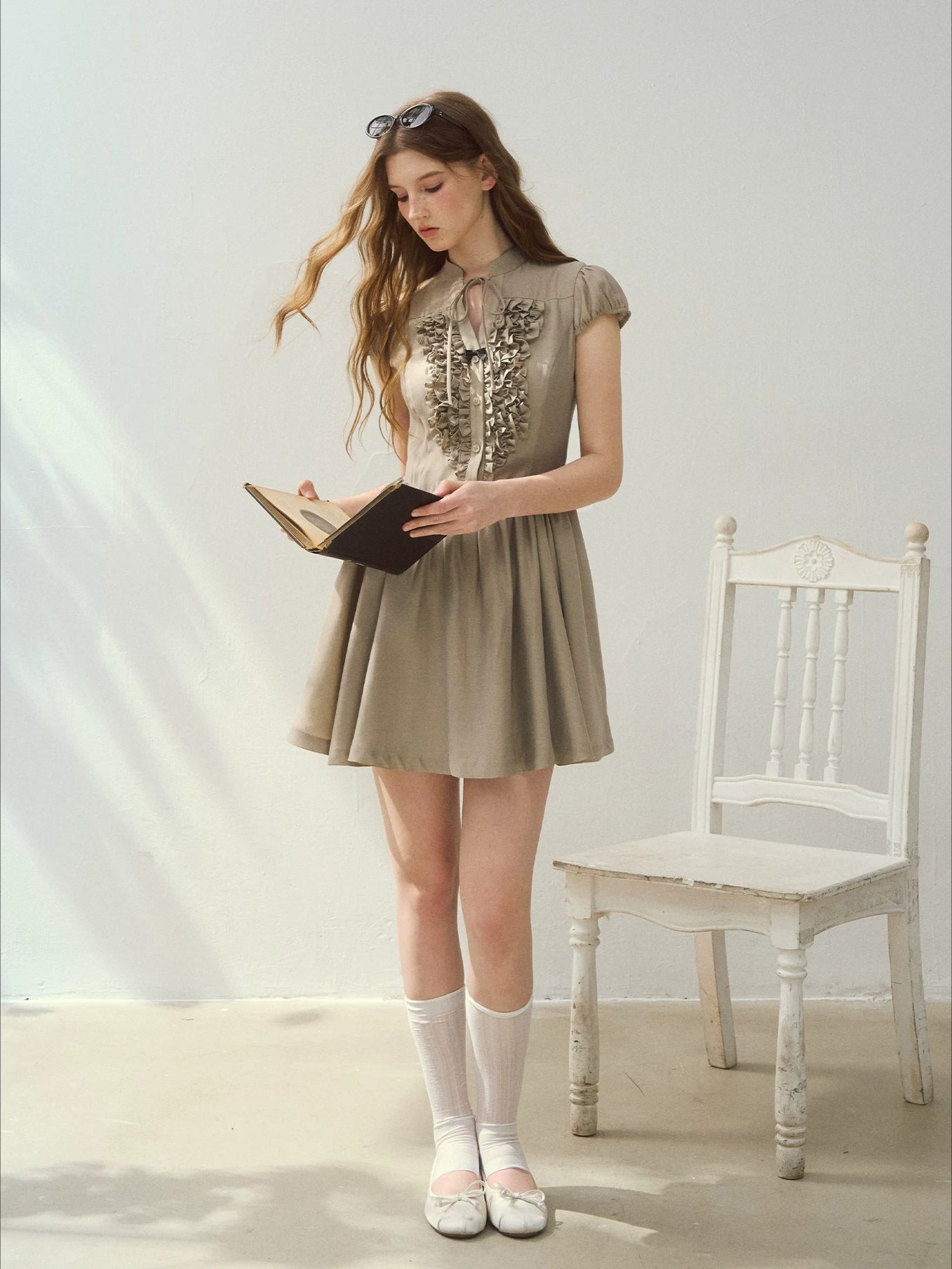 White &amp; Green Island Diary Dress