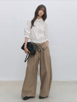 White Lace Ruffle Blouse