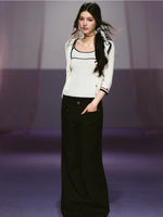 Contrast Knit Three-Piece Set