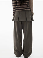 Detachable Skirt Panel Straight Leg Pants