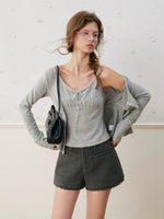 Velvet Tie Front Knit Layered Set