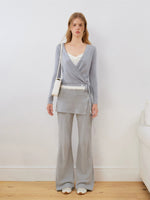 Silk Wool Wrap V-Neck Knit Top