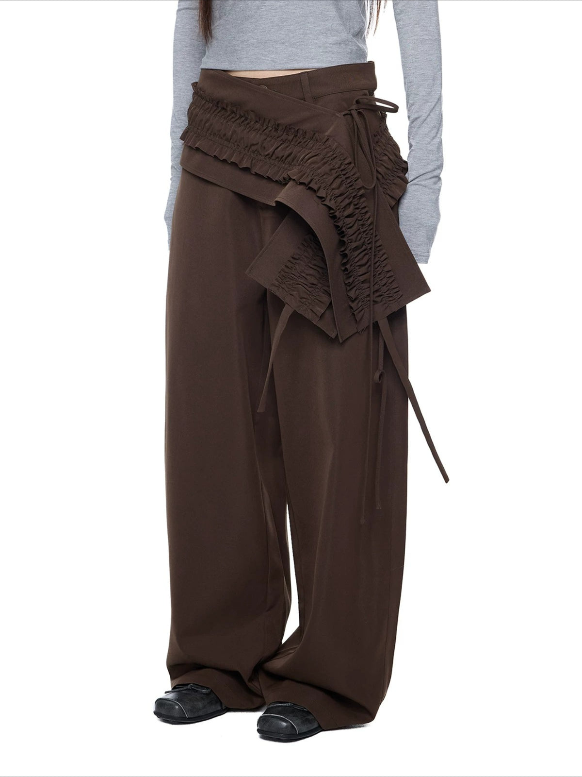 Ruffled Overlay Trousers