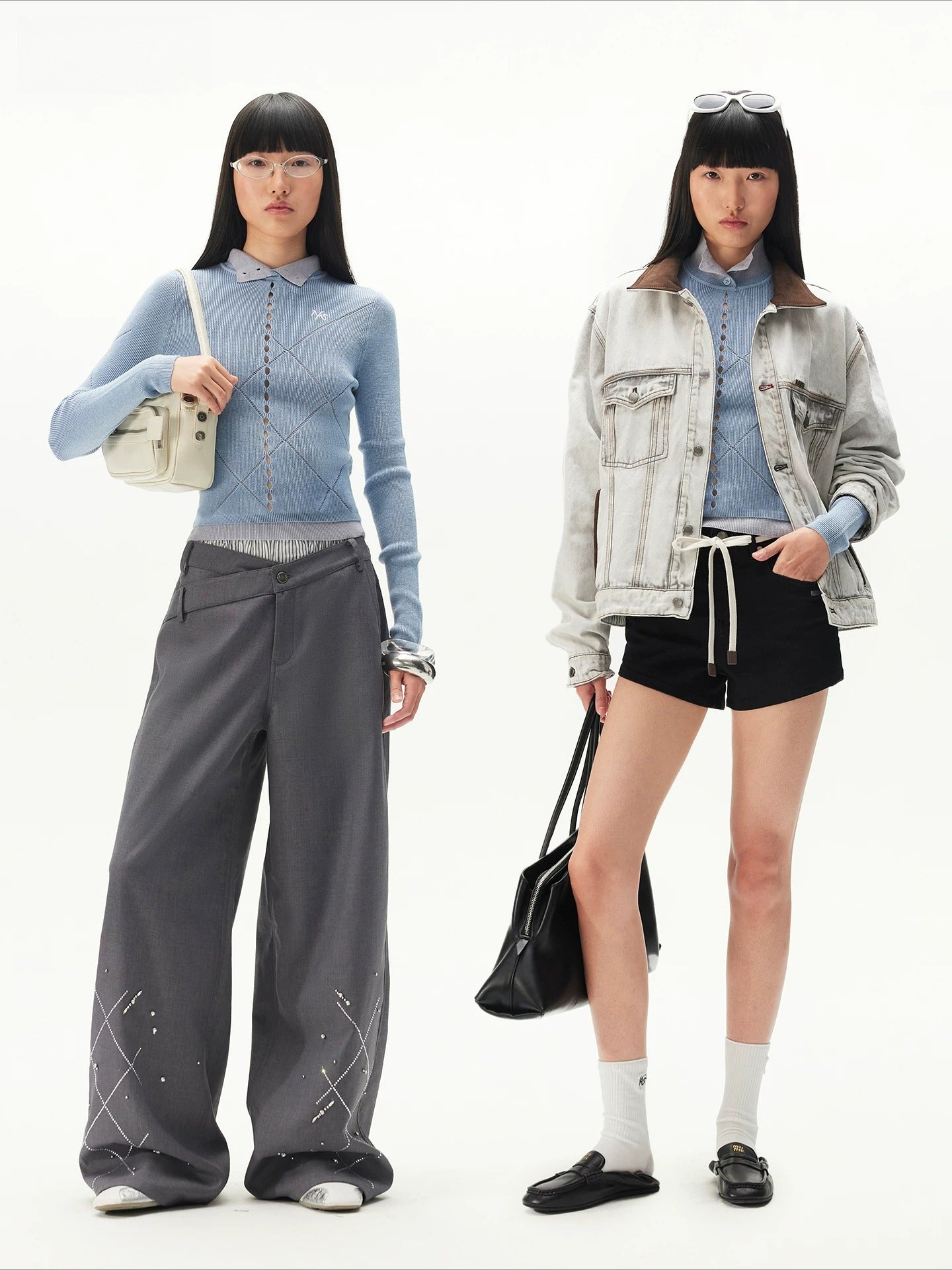 Contrast Collar Knit Layered Top