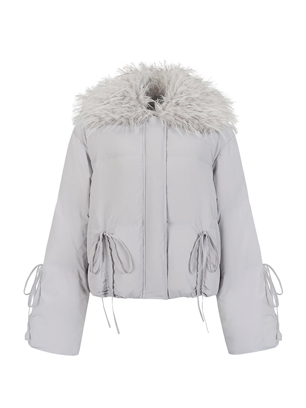 Winter Drawstring Fur Collar Down