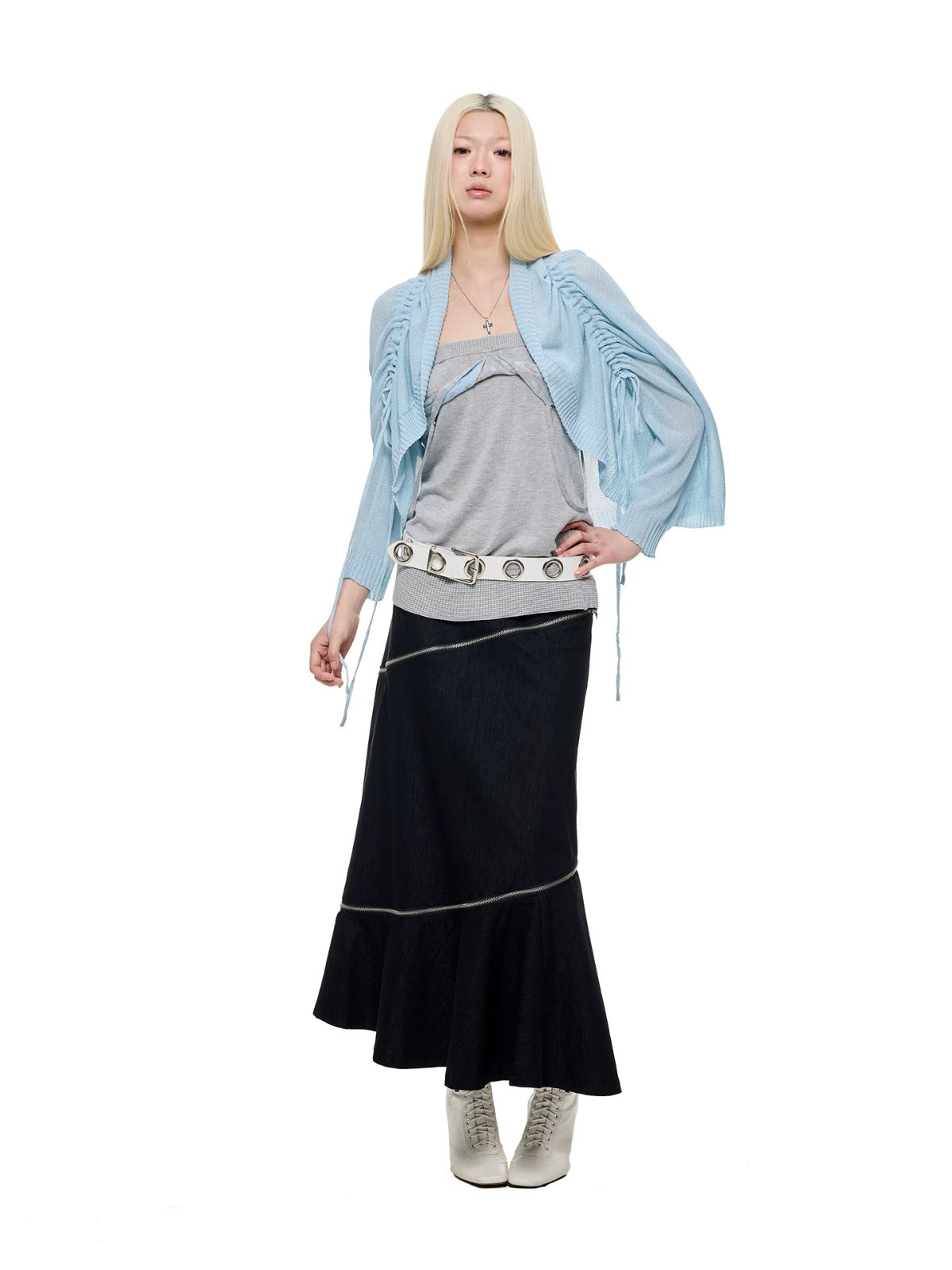 Korean Drawstring Knit Cardigan
