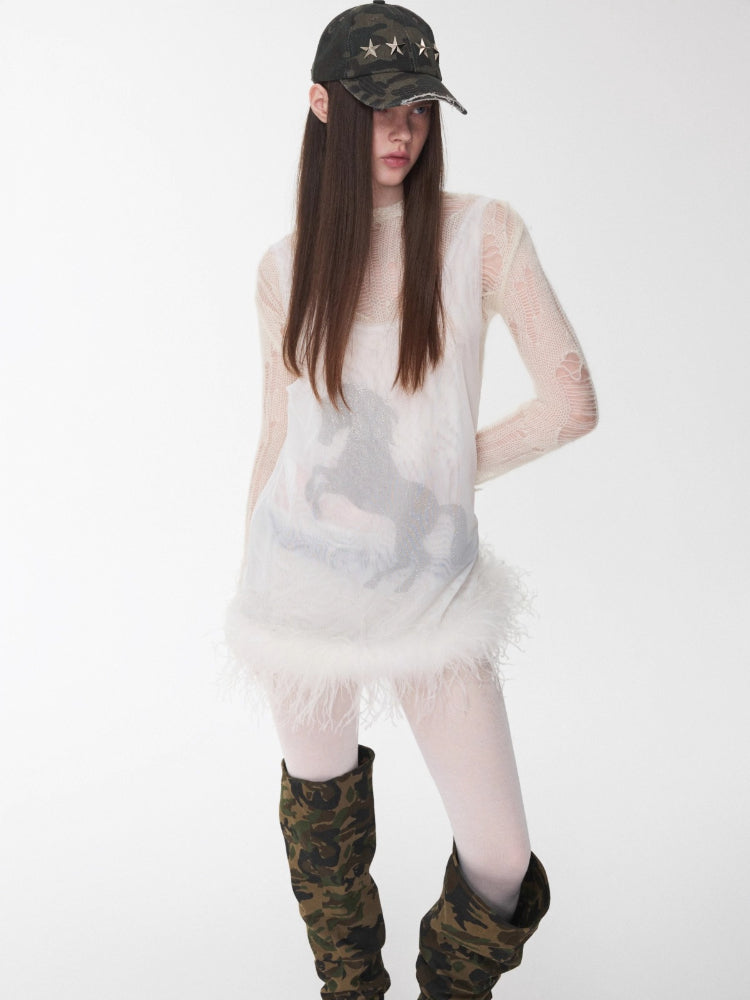 Ostrich Hem Mesh Tank