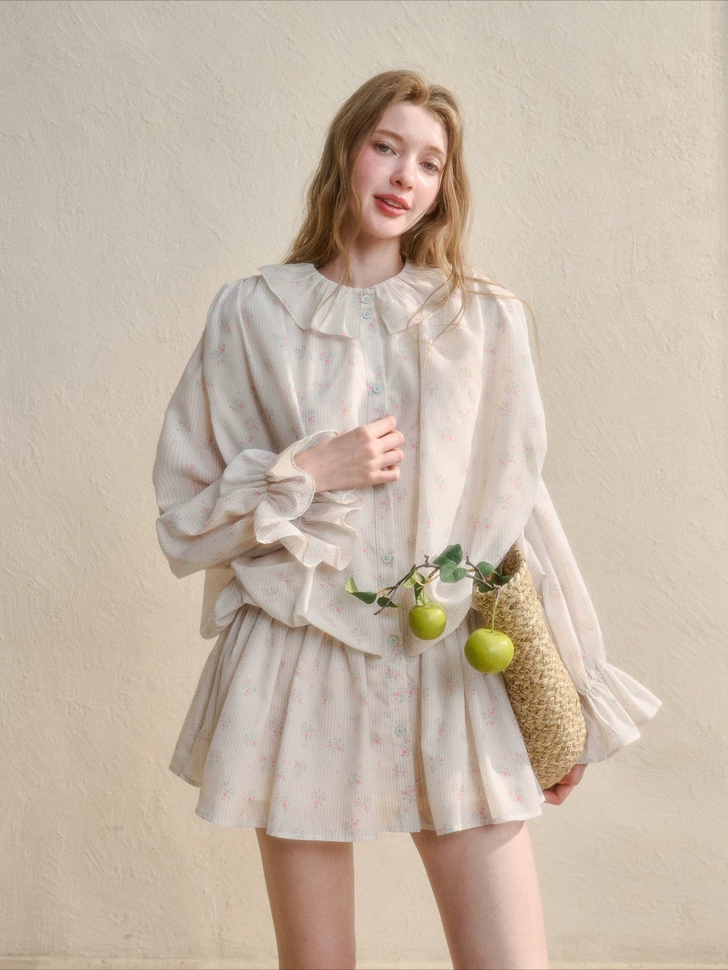 Ruffle Floral Shirt Dress