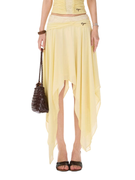 Lace Chiffon Midi Skirt