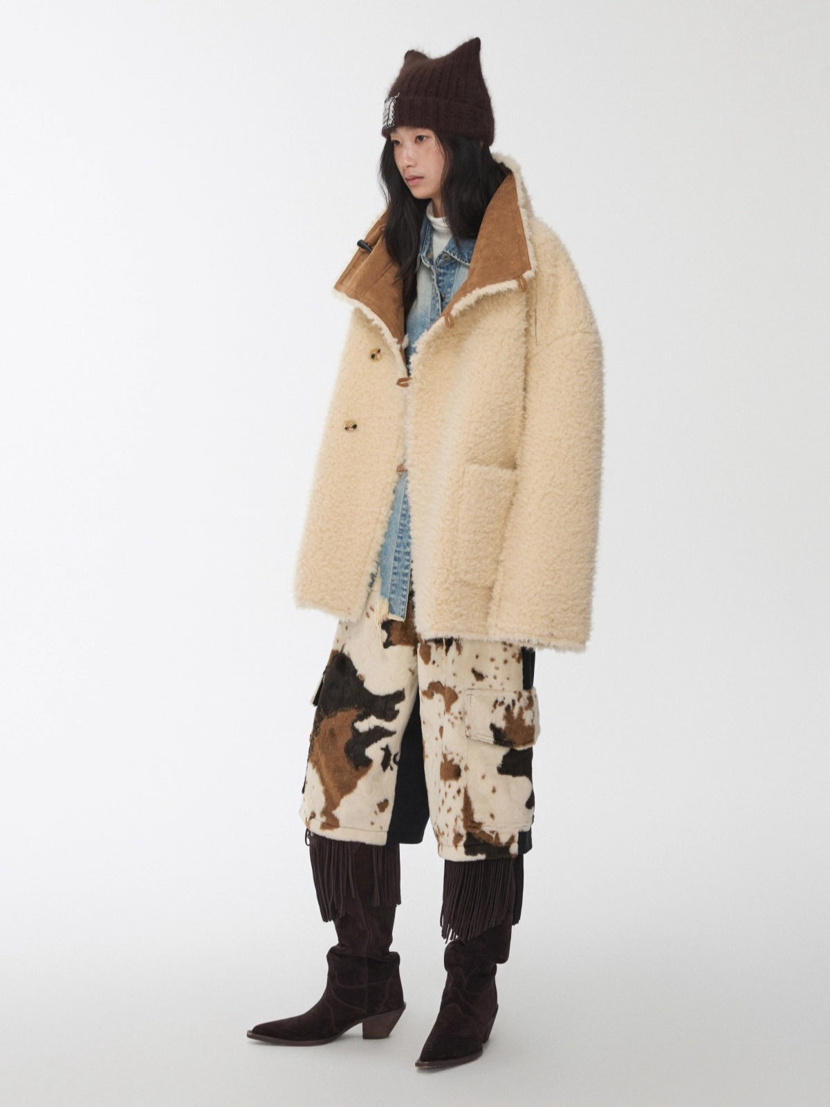 Reversible Shearling Toggle Jacket