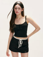 Contrast Waist Tie Skirt
