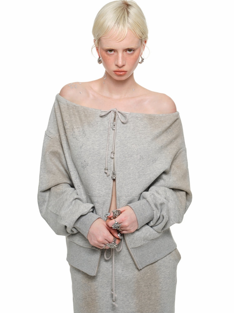 Mud Dyed Rhinestone Sweatshirt & Pant Set