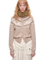 Fair Isle Cat Crewneck Cardigan