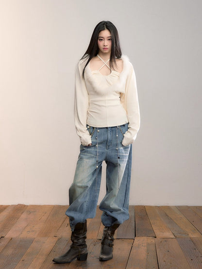 Vintage Wash Straight Jeans