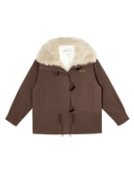 Faux Fur Collar Drawstring Loose Down Parka